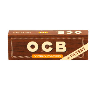 Papel OCB virgin 1 1/4 78m con tips 24uds.