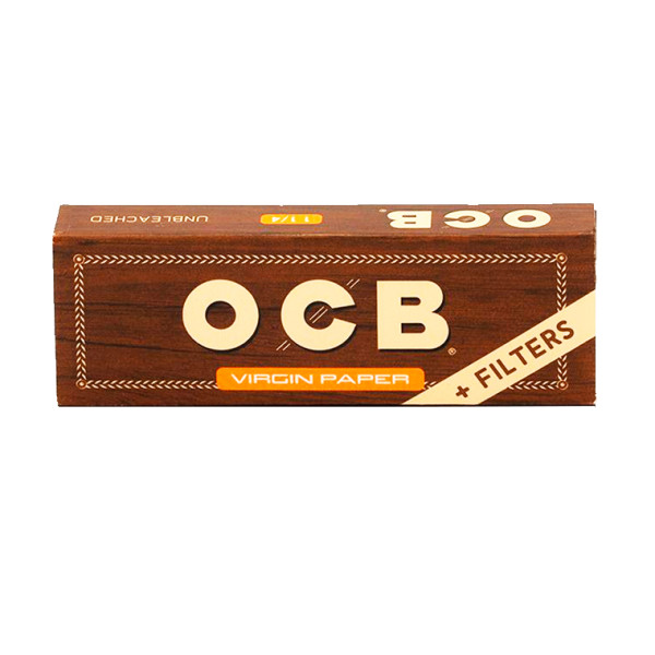 Papel OCB virgin 1 1/4 78m con tips 24uds.