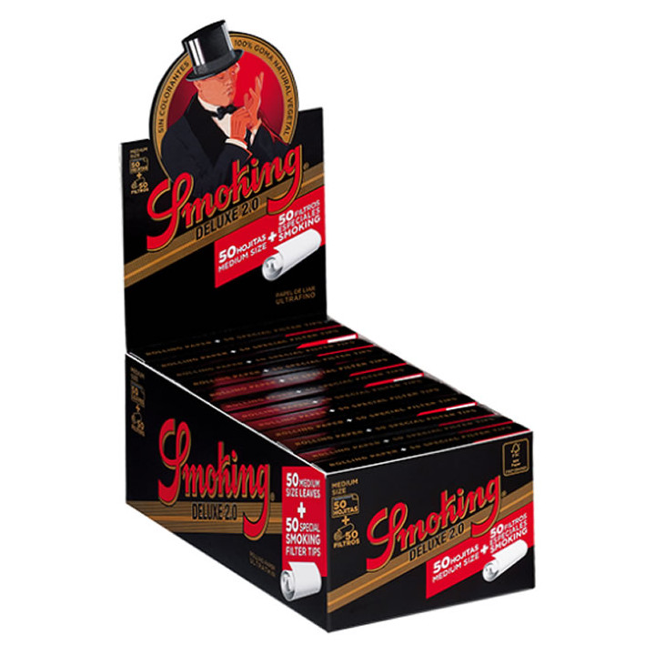 Papel Smoking Deluxe 1 1/4 78mm con tips 24 Uds.
