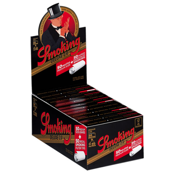 Papel Smoking Deluxe 1 1/4 78mm con tips 24 Uds.