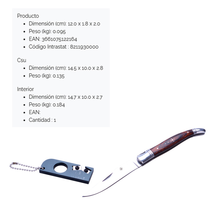 NAVAJA PLEGABLE LAGUIOLE CON AFILADOR