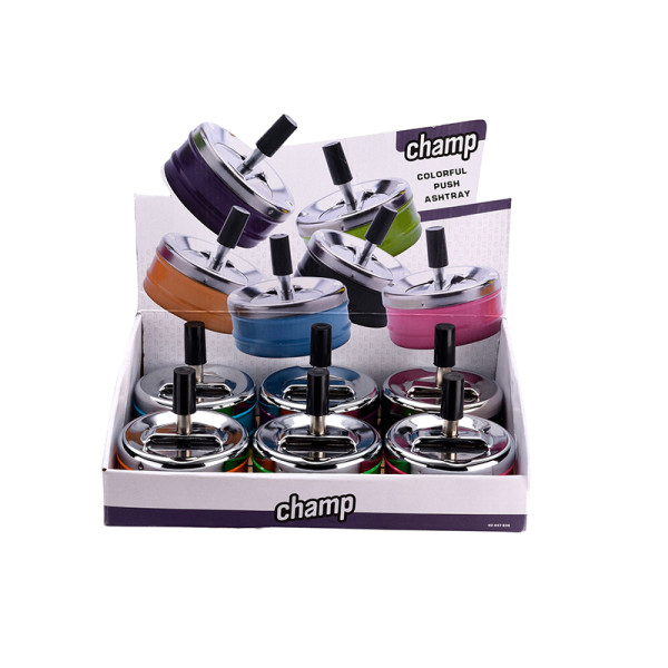 CENICERO CHAMP PUSH 9 CM COLORES VARIADOS 1X6