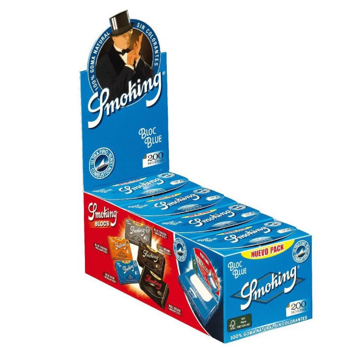Papel Smoking azul bloc 200 70mm 20 Uds.