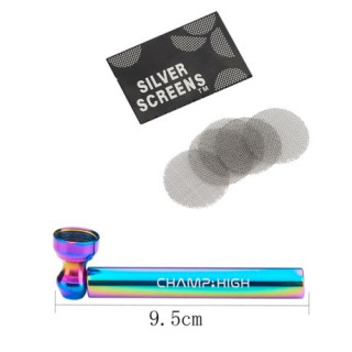 PIPA CHAMP HIGH RAINBOW GLASS PIPA & GRINDER 1X24 2