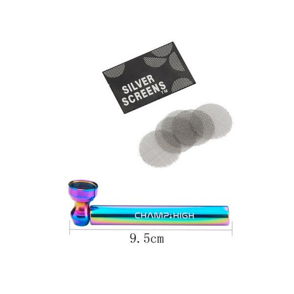 PIPA CHAMP HIGH RAINBOW GLASS PIPA & GRINDER 1X24