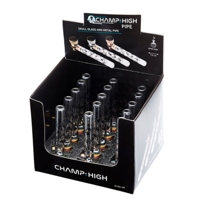 PIPA CHAMP SKULL METAL AND GLASS 9.5CM 1X15