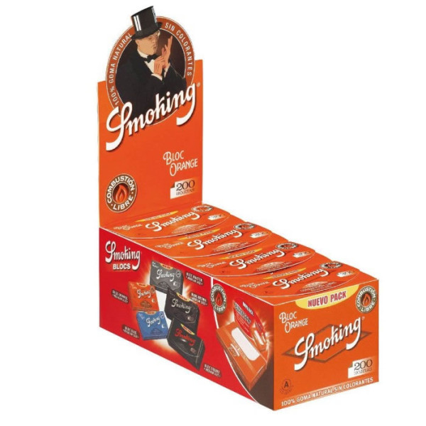 Papel Smoking naranja bloc 200 70mm 20 Uds.