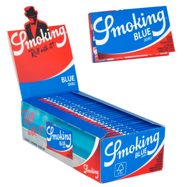 Papel Smoking azul doble ventana 25 Uds.