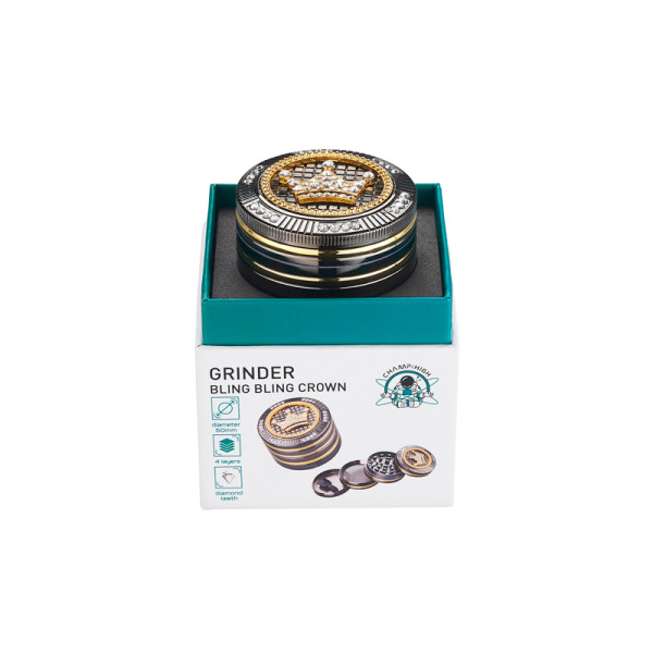 GRINDER METALICO CHAMP BLING BLING CROWN  4 PARTES 5 CM. 1X1