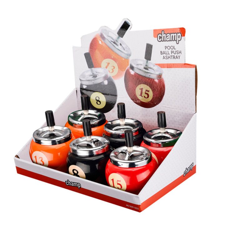 CENICERO DE METAL AUTOMÁTICO BOLA DE BILLAR 1X6