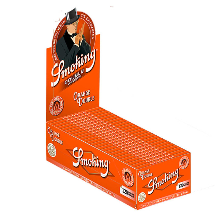 Papel Smoking naranja doble ventana 70mm. 25 Uds.