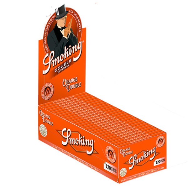 Papel Smoking naranja doble ventana 70mm. 25 Uds.