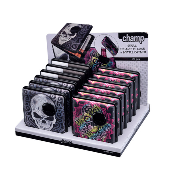 PITILLERA CIGARRILLOS CHAMP SKULL ABREBOTELLAS 20CIG 1X12