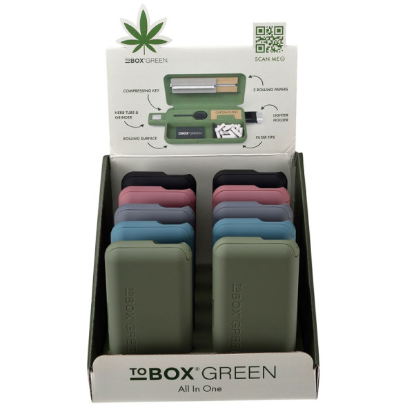 TABAQUERA RIGIDA TO BOX GREEN 15.0 X 8.0 X 2.1 CM. 1X10