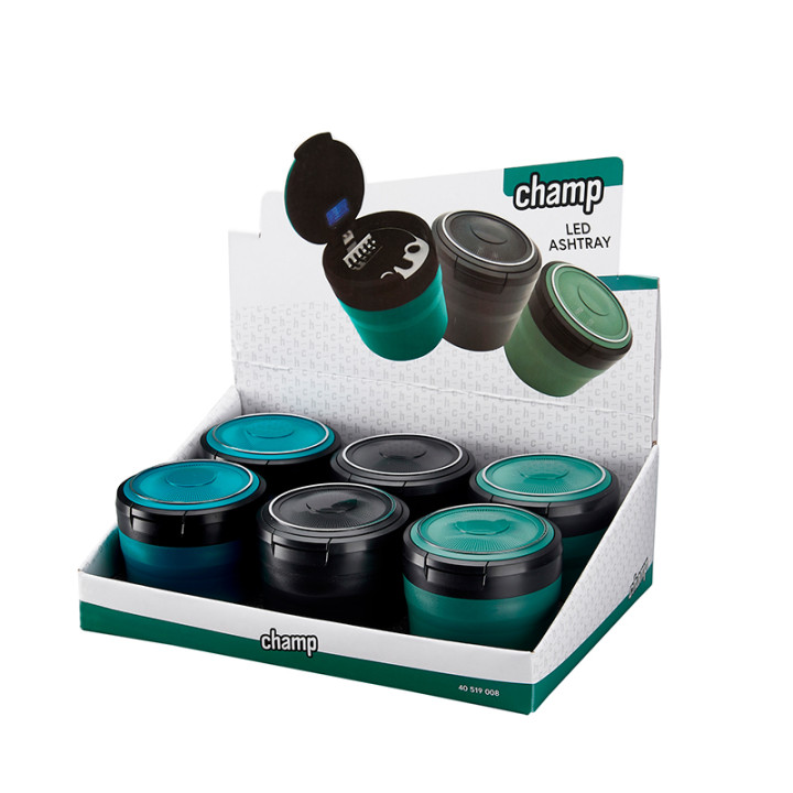 CENICEROS CHAMP COCHE METALICO COLORES CON LED 1X6