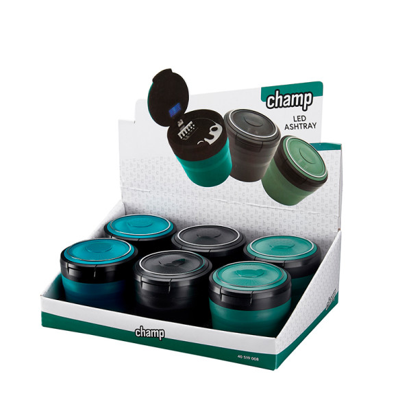 CENICEROS CHAMP COCHE METALICO COLORES CON LED 1X6