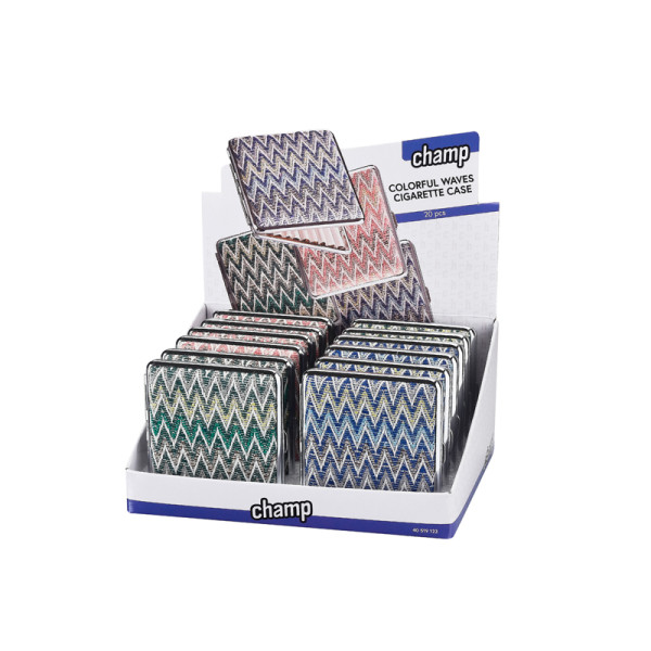 PITILLERA CIGARRILLOS CHAMP WAVES PATTERN 9,4X9,4 VARIOS COLORES 1X12