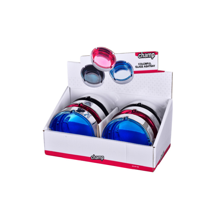 CENICEROS CHAMP REDONDOS DE CRISTAL COL PLATING VARIOS COLORES 1X6