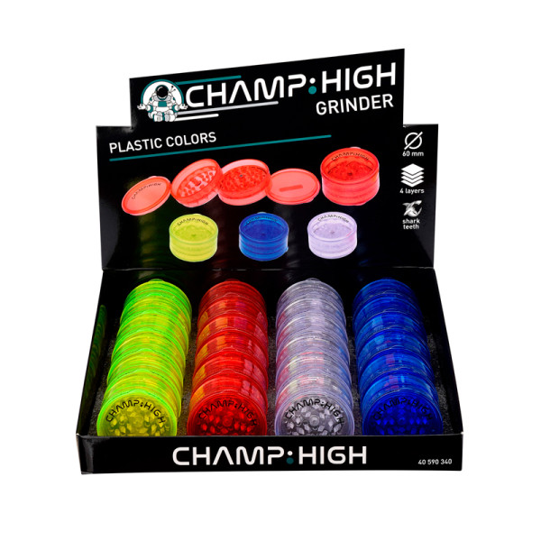 GRINDER CHAMP DE PLASTICO 60 MM 4 COLORES DISTINTOS 1X24