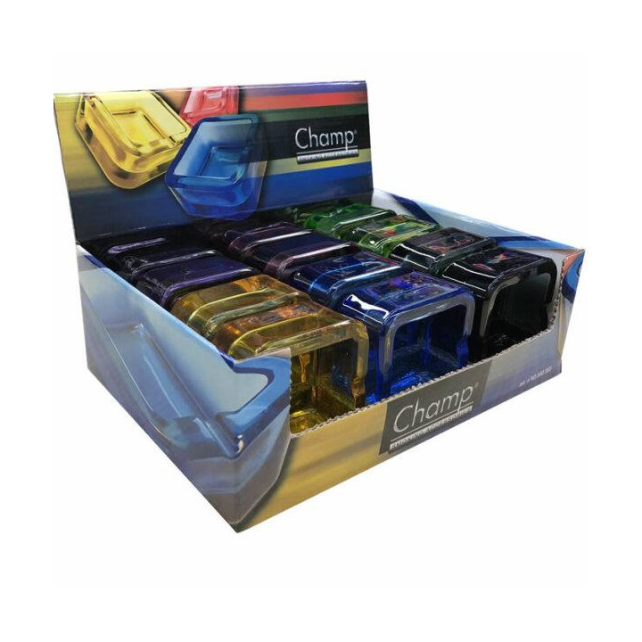 CENICEROS CHAMP CRISTAL CUADRADO COLOR SURTIDO 1X12