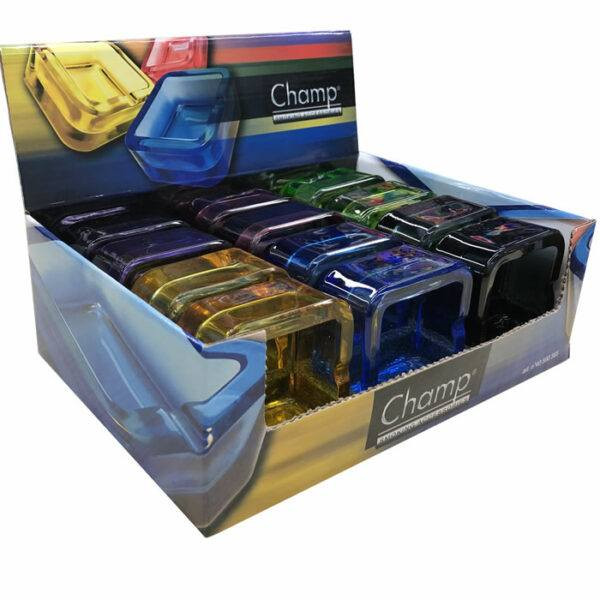 CENICEROS CHAMP CRISTAL CUADRADO COLOR SURTIDO 1X12