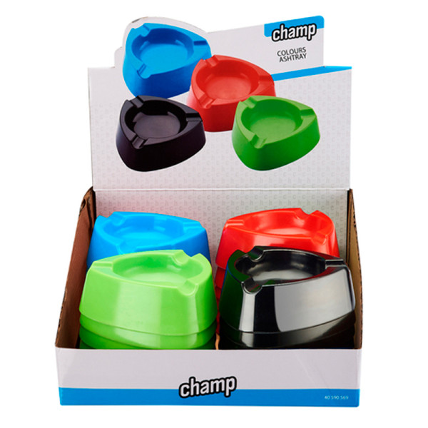 CENICEROS CHAMP PLÁSTICO COLOR SURTÍDO 1X24