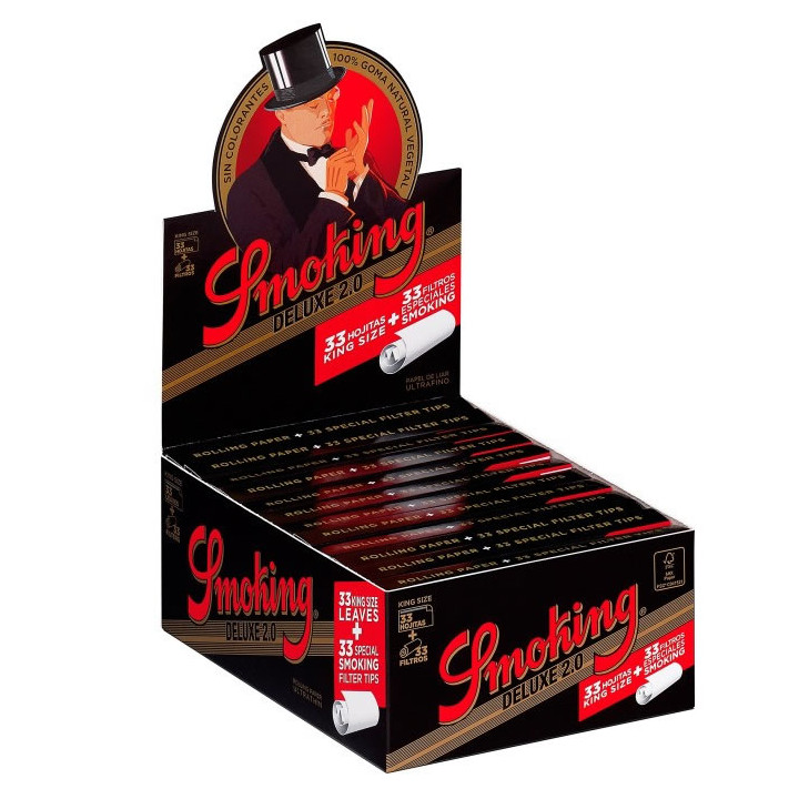 PAPEL SMOKING KING SIZE + TIPS BLACK DE LUXE  1X24