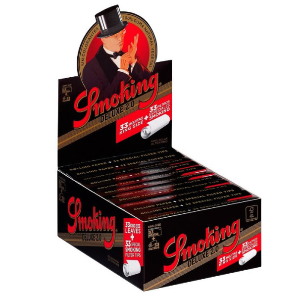 PAPEL SMOKING KING SIZE + TIPS BLACK DE LUXE  1X24