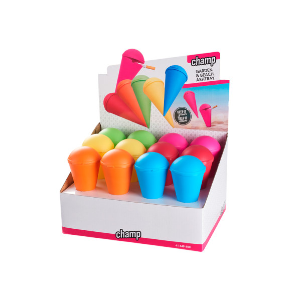 CENICERO JARDIN Y PLAYA CHAMP COLORES SURTIDOS 1X24