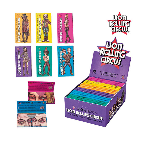 PAPEL TRANSPARENTE REGULAR 1 1/4  "LION ROLLING CIRCUS" 1X18