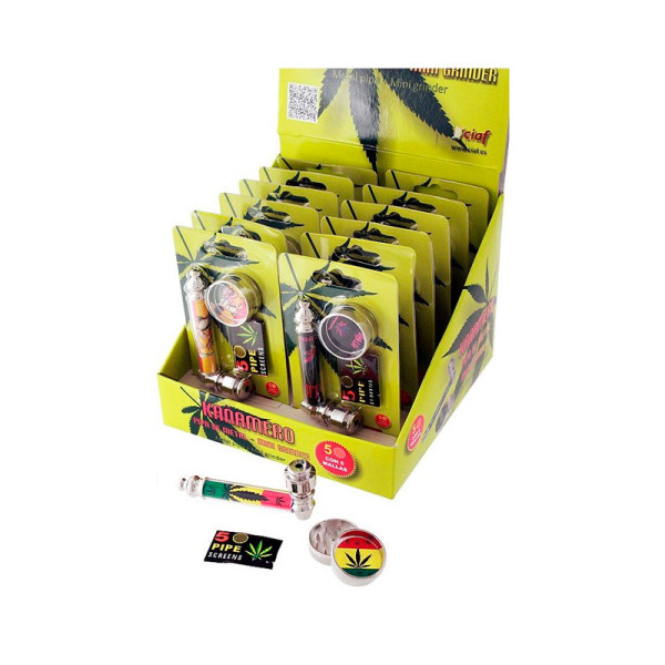 EXPOSITOR PIPA Y GRINDER CON 12 TRITURADOES METAL