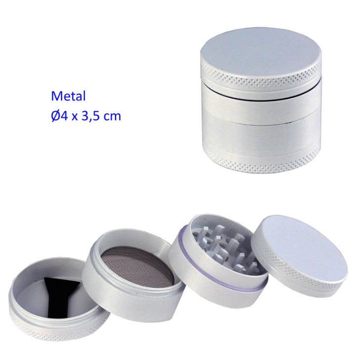 GRINDER METAL 4 PARTES BLANCO 4CMØX3.5CM  1UD