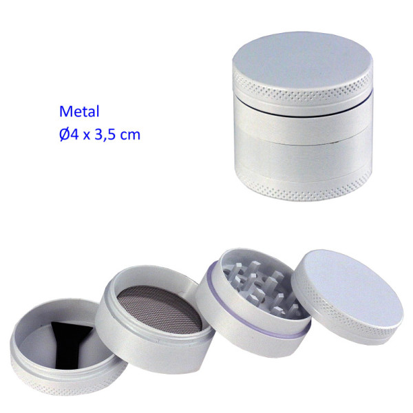 GRINDER METAL 4 PARTES BLANCO 4CMØX3.5CM  1UD