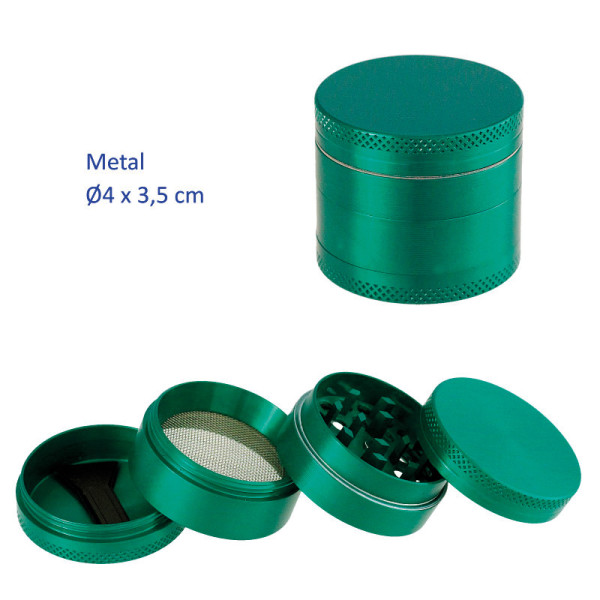 GRINDER METAL 4 PARTES VERDE  4CMØX3.5CM  1UD