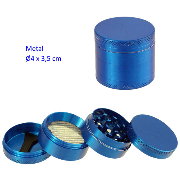 GRINDER METAL 4 PARTES AZUL  4CMØX3.5CM  1UD