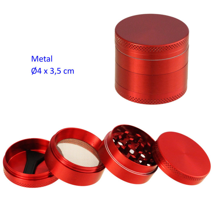 GRINDER METAL 4 PARTES ROJO  4CMØX3.5CM  1UD