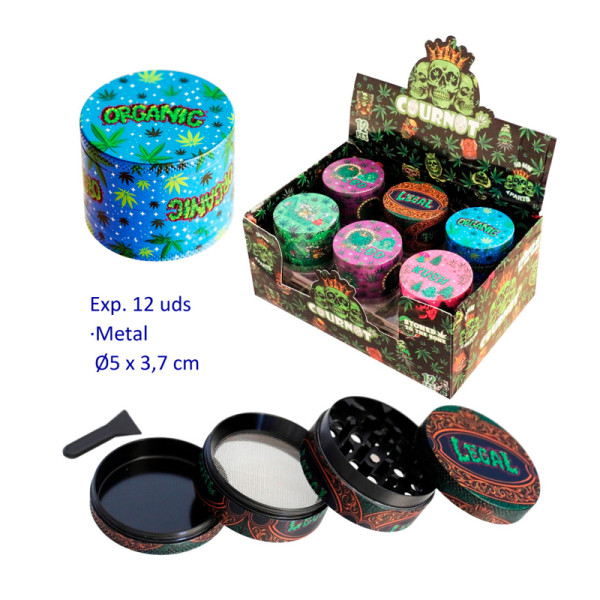 EXPOSITOR 12 GRINDERS METALICOS 4 PARTES 0,5 DIAMETRO DECORADOS