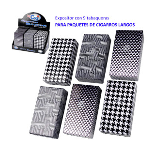 PITILLERA CAJETILLA ACRILICA COOL BLANCO/NEGRO PARA CIGARRILLOS LARGOS  1X9