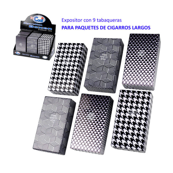 PITILLERA CAJETILLA ACRILICA COOL BLANCO/NEGRO PARA CIGARRILLOS LARGOS  1X9