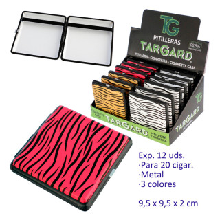 PITILLERA CIGARRILLOS METALICA PRINT ANIMAL PARA 20 CIG. 9,5X9,5 CM 1X12