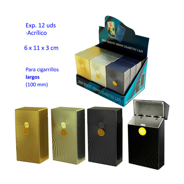PITILLERA CAJETILLA ACRILICA 4 TONOS PARA CIGARRILLOS LARGOS  1X12