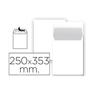 SOBRES LIDERPAPEL BOLSA N.10 FOLIO PROLONGADO 250 X 353MM BLANCOS TIRA DE SILICONA 1X25