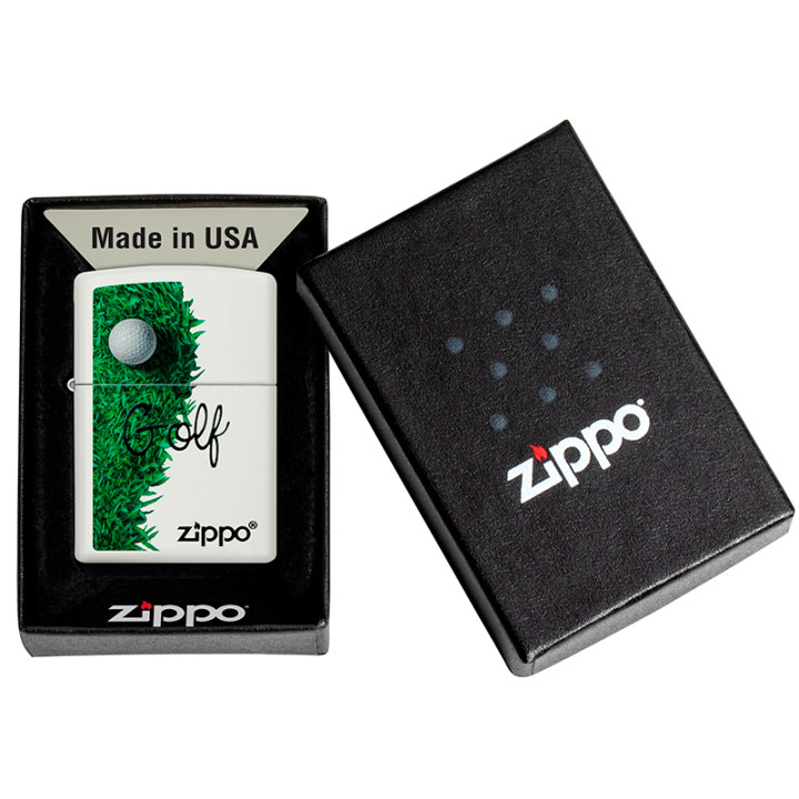 ENCENDEDOR ZIPPO GOLF DESIGN WHITE MATTE