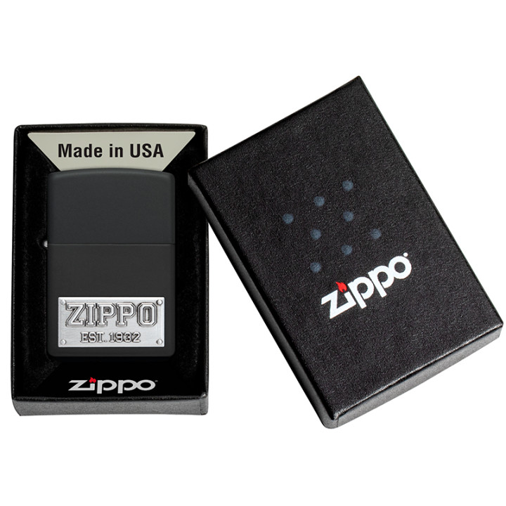ENCENDEDOR ZIPPO BLACK MATTE LICENSE PLATE