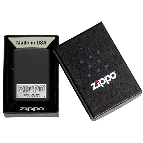 ENCENDEDOR ZIPPO BLACK MATTE LICENSE PLATE