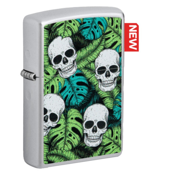 ENCENDEDOR ZIPPO SKULL WITH FLOWERS