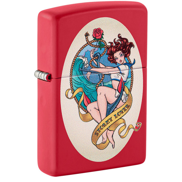 ENCENDEDOR ZIPPO STORMY LOVER DESIGN RED MATTTE