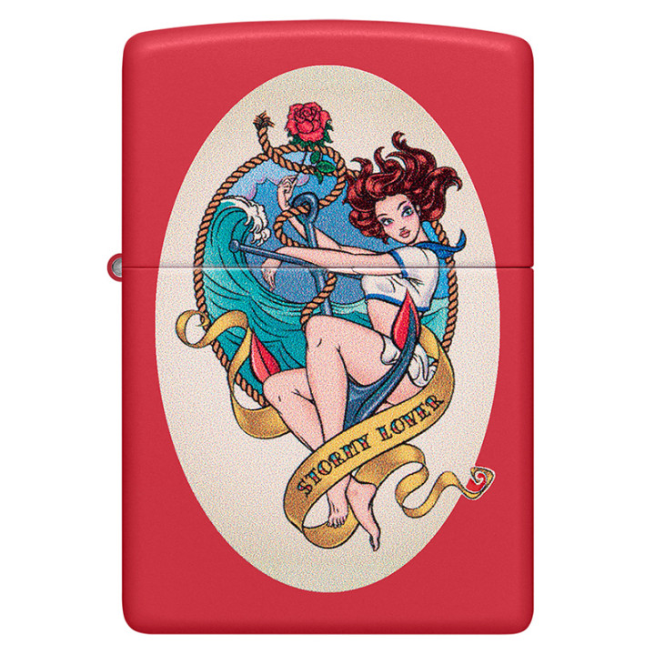 ENCENDEDOR ZIPPO STORMY LOVER DESIGN RED MATTTE