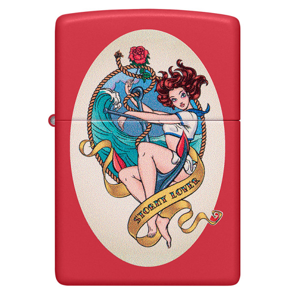 ENCENDEDOR ZIPPO STORMY LOVER DESIGN RED MATTTE