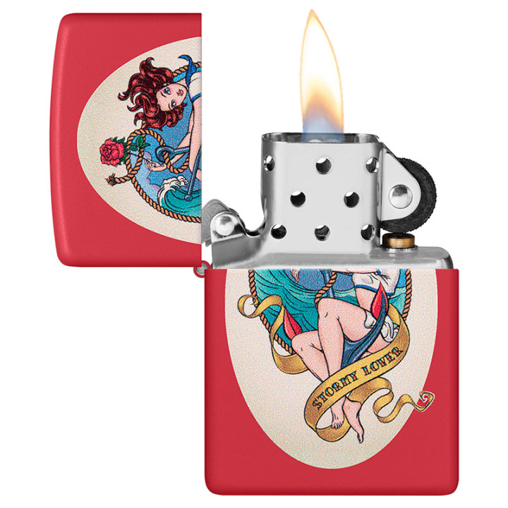 ENCENDEDOR ZIPPO STORMY LOVER DESIGN RED MATTTE